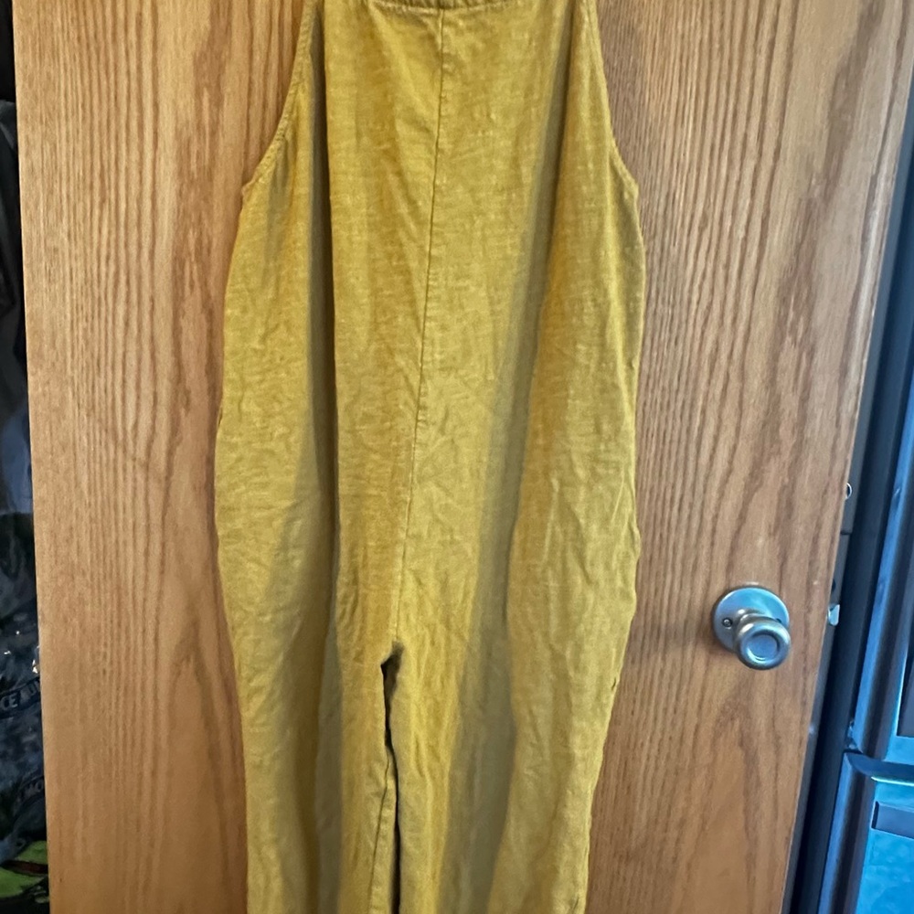 Mustard Yellow Relaxed Fit Jumpsuit with Textured Fabric